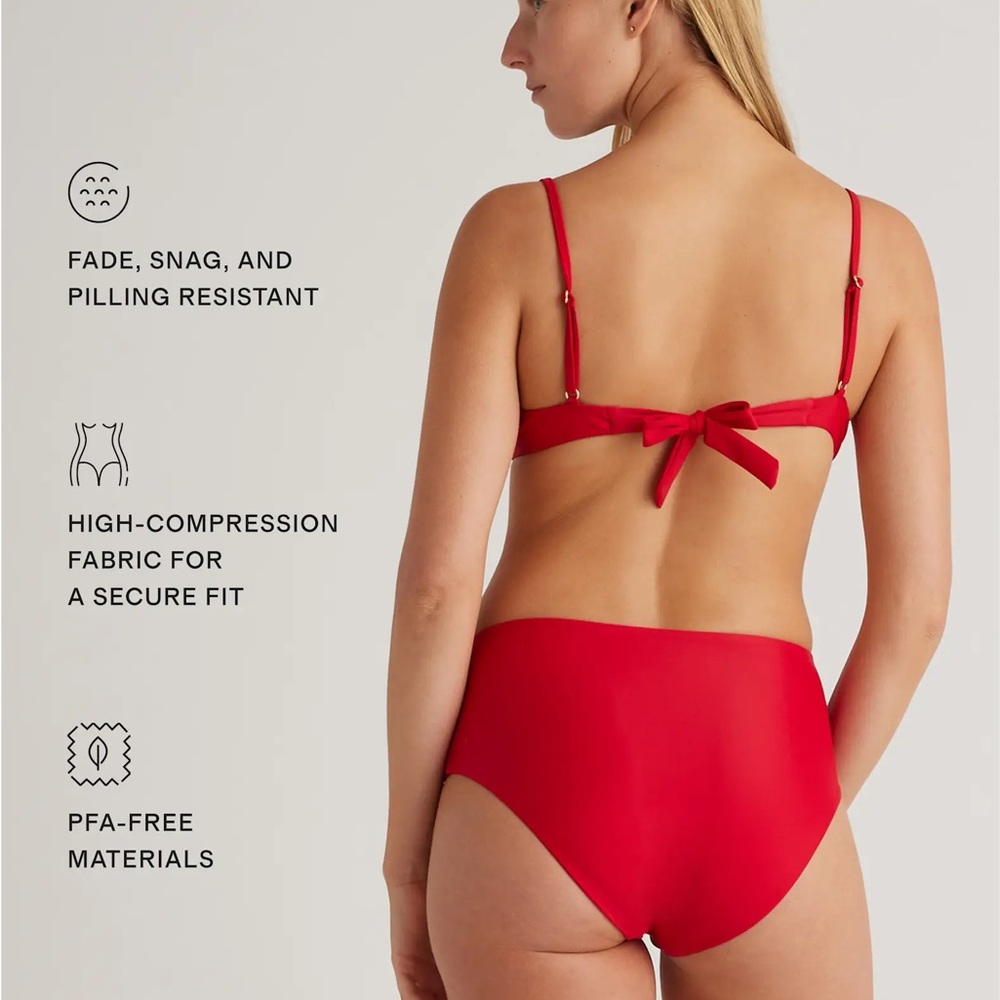 NWT Quince Women's Italian Demi Bikini Top Red Size S, M, L and XL - Picture 4 of 14